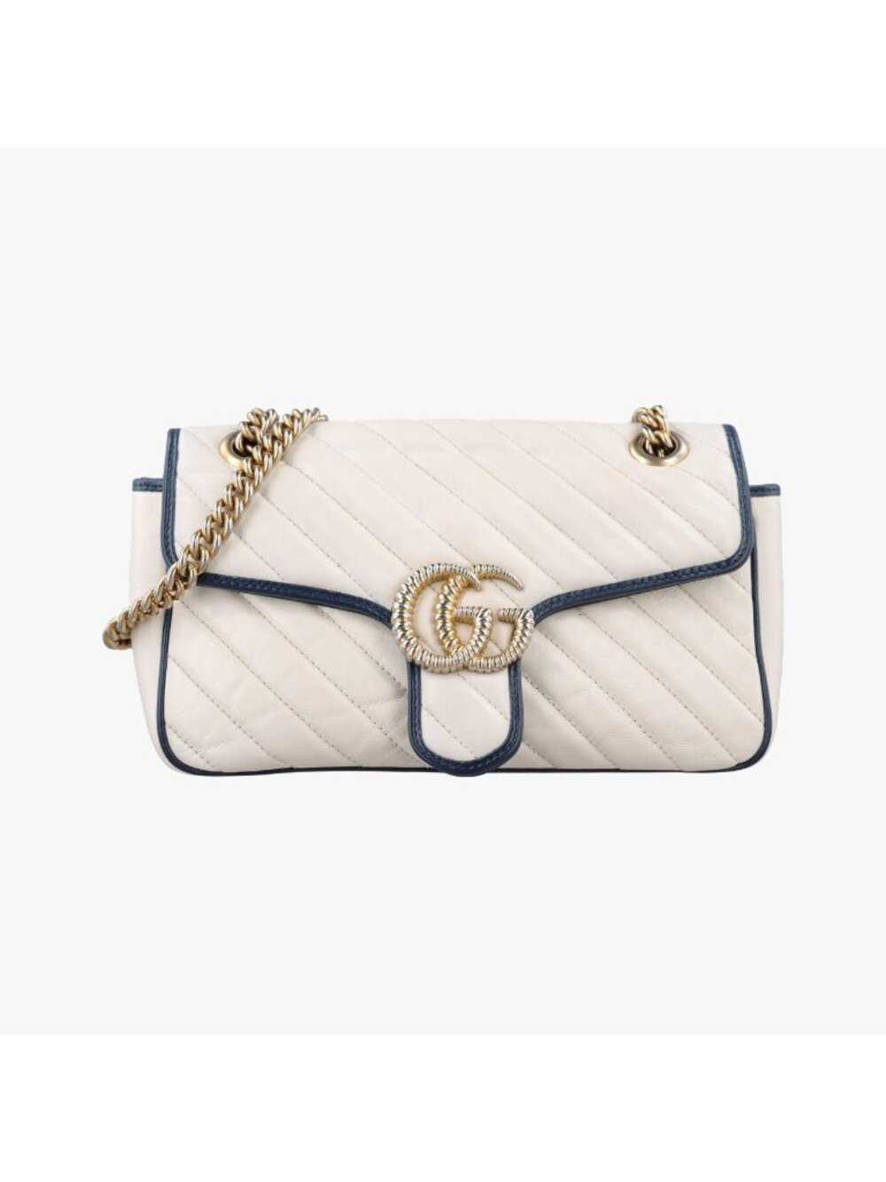 Gucci GG Marmont White Navy Leather